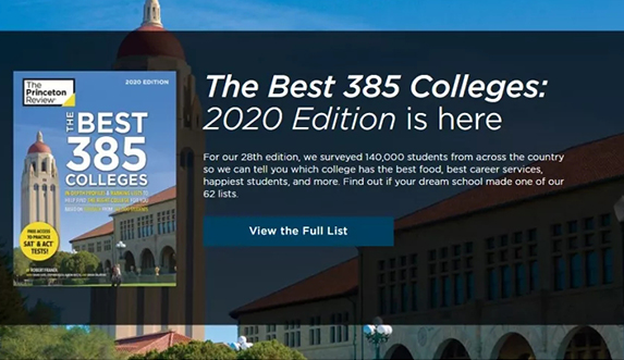 2020《普林斯顿评论》美国大学排名大整理，包括385所学校，62份榜单！